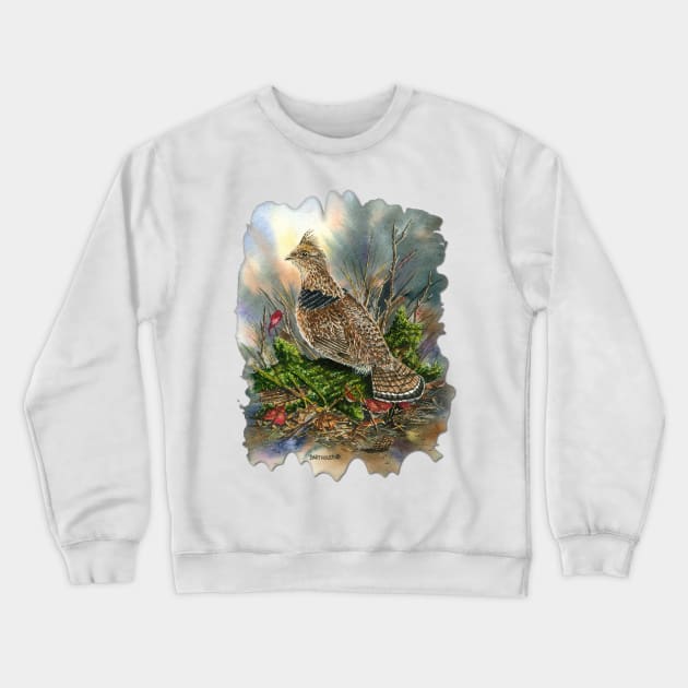 Ruffed Grouse Crewneck Sweatshirt by Dave Bartholet Wildlife Art